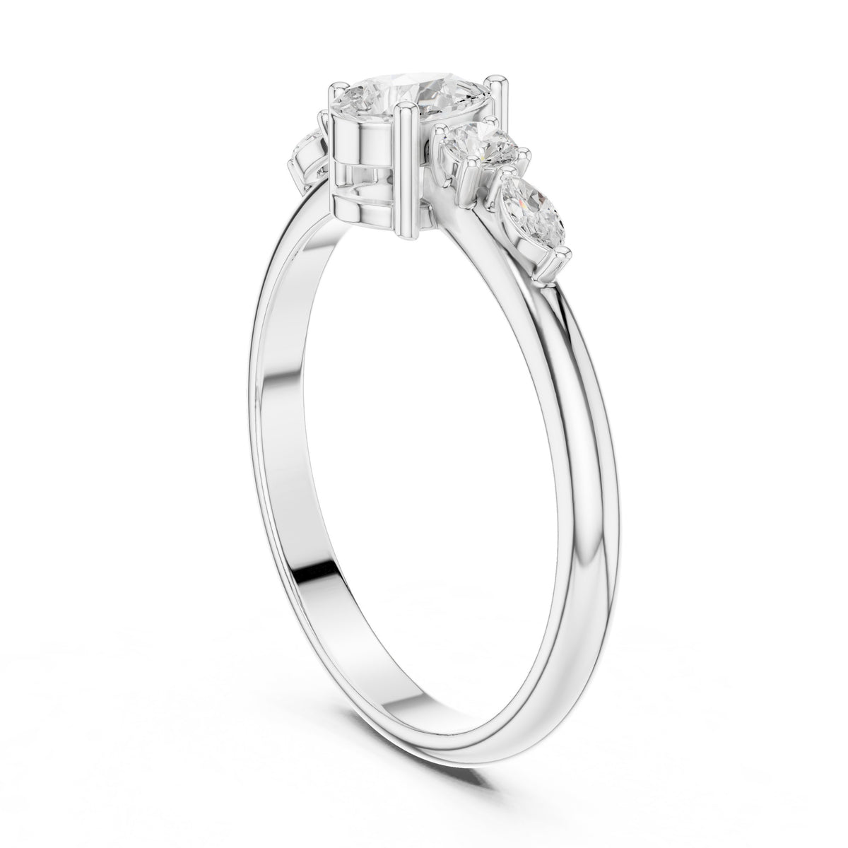 Pear with Mixed Shaped Sidestones Diamond Ring