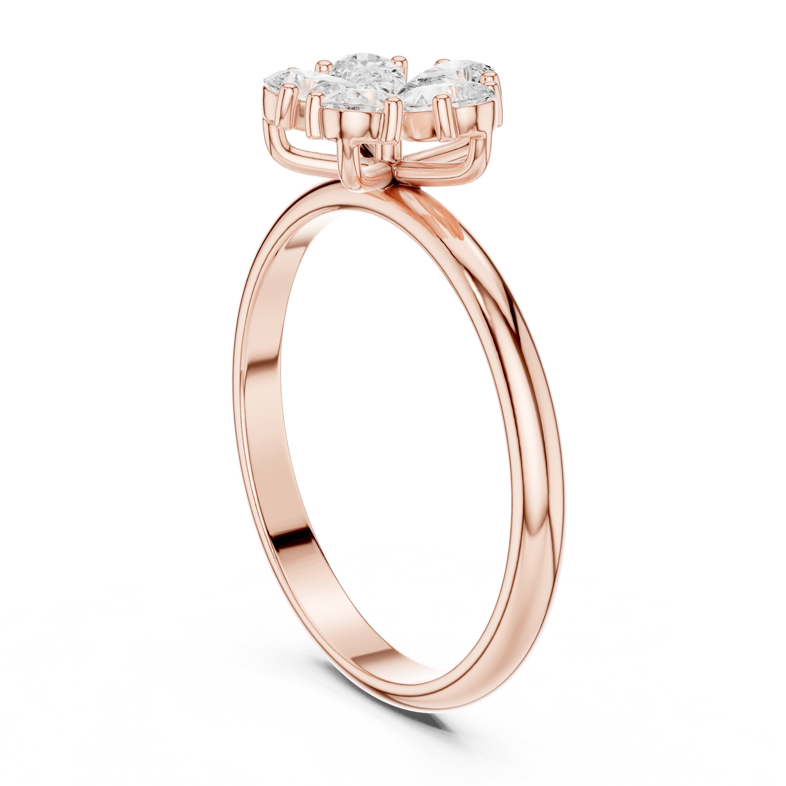 Pear Petal Flower Diamond Ring in Rose Gold - VYKA Diamonds