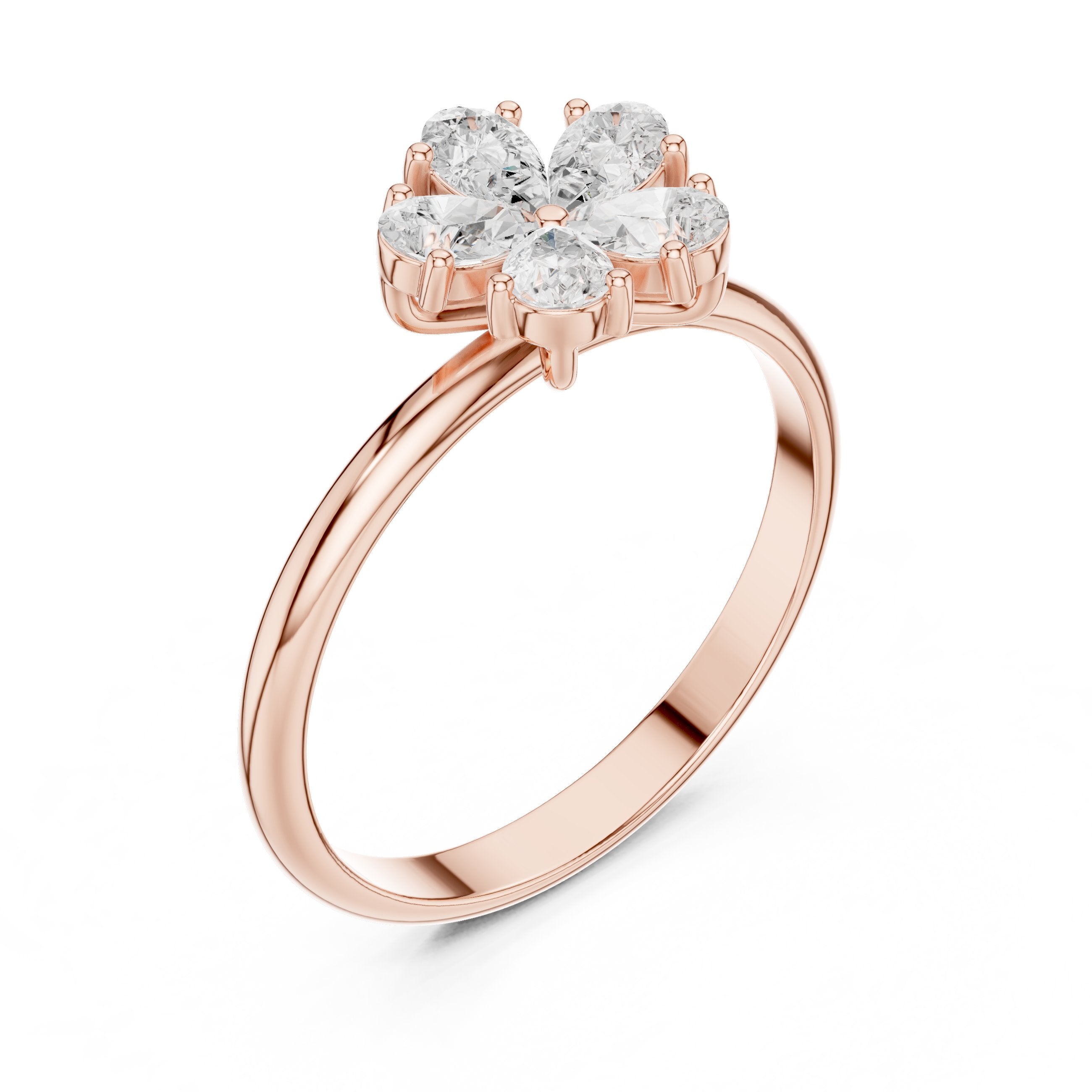 Pear Petal Flower Diamond Ring in Rose Gold - VYKA Diamonds
