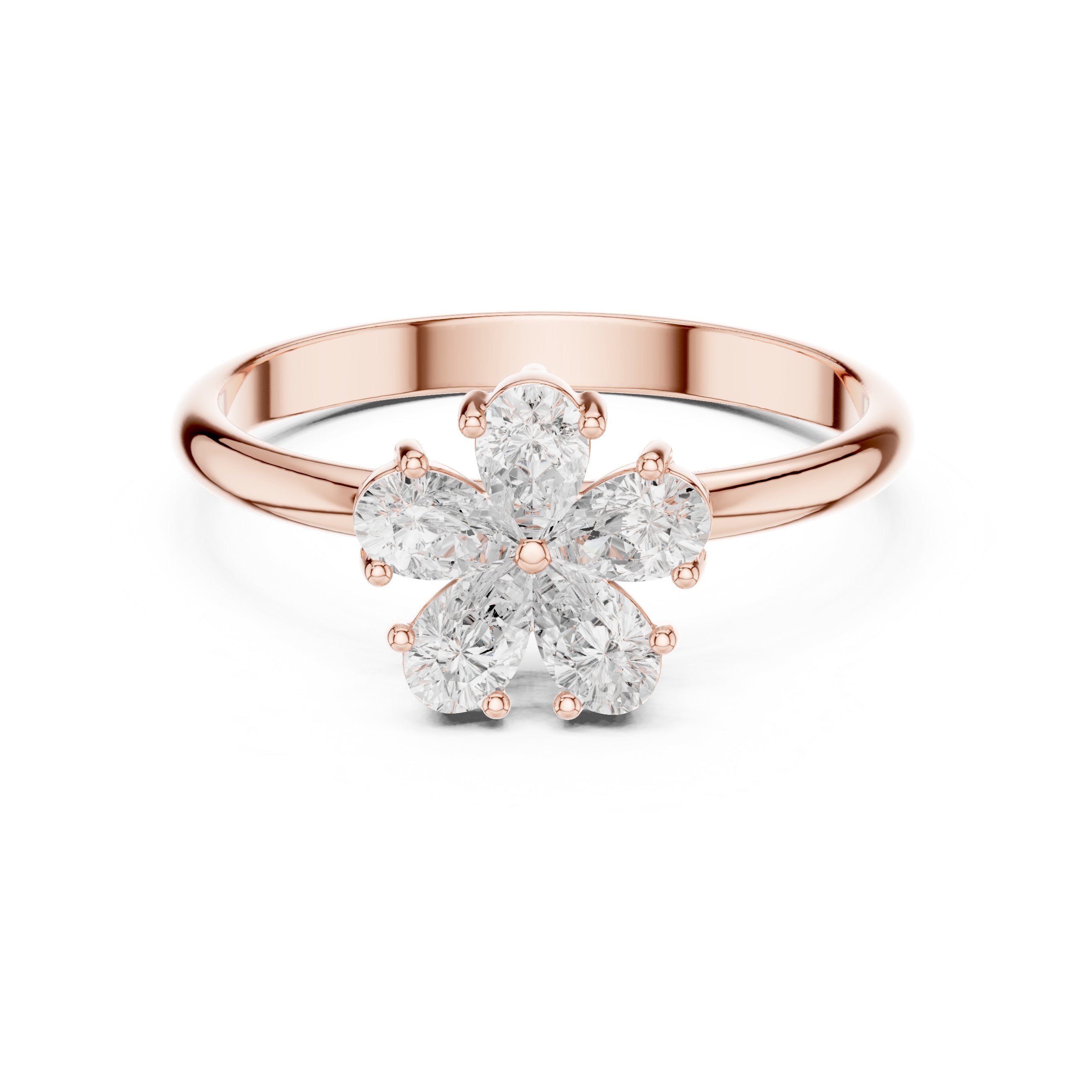 Pear Petal Flower Diamond Ring in Rose Gold - VYKA Diamonds