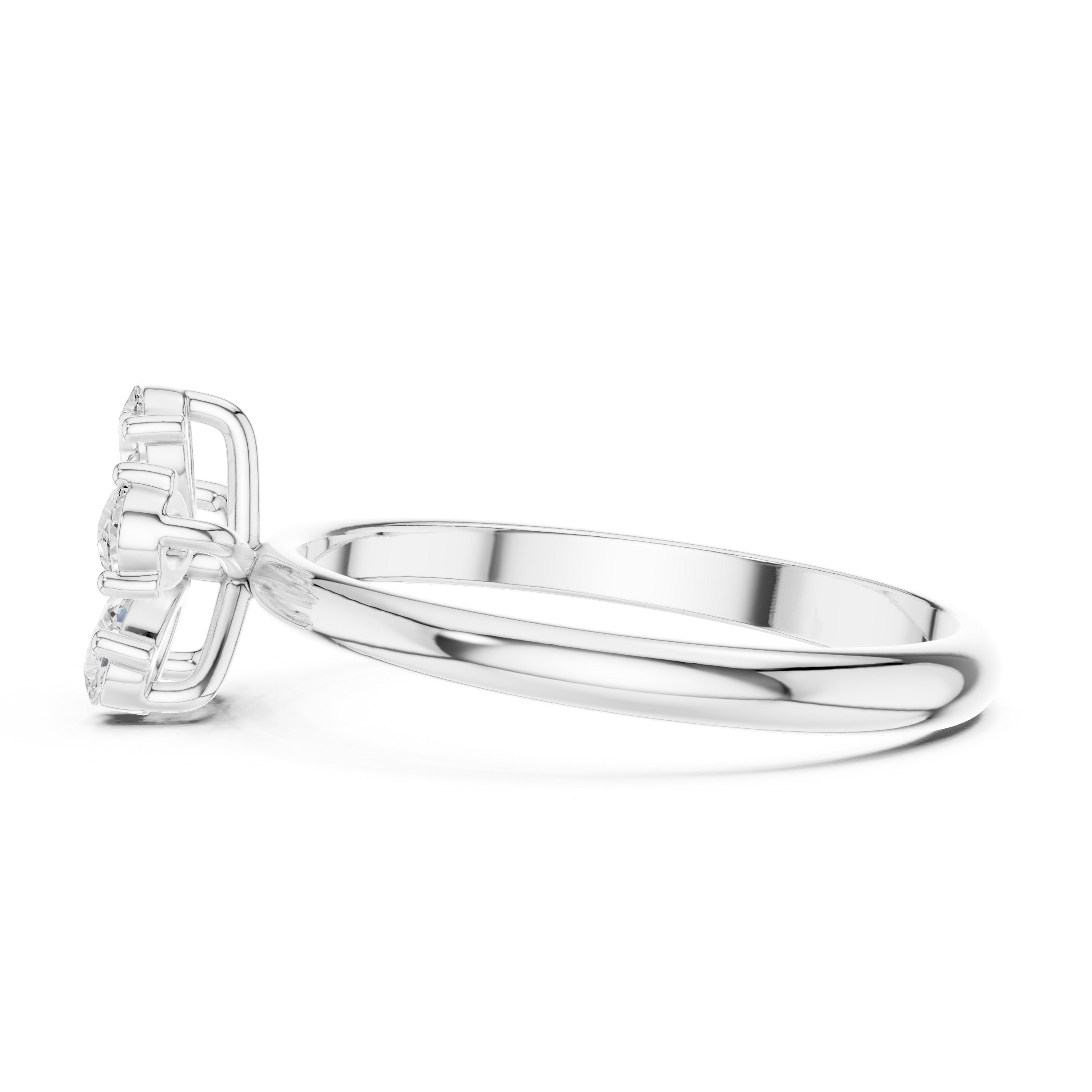 Pear Petal Flower Diamond Ring in White Gold - VYKA Diamonds