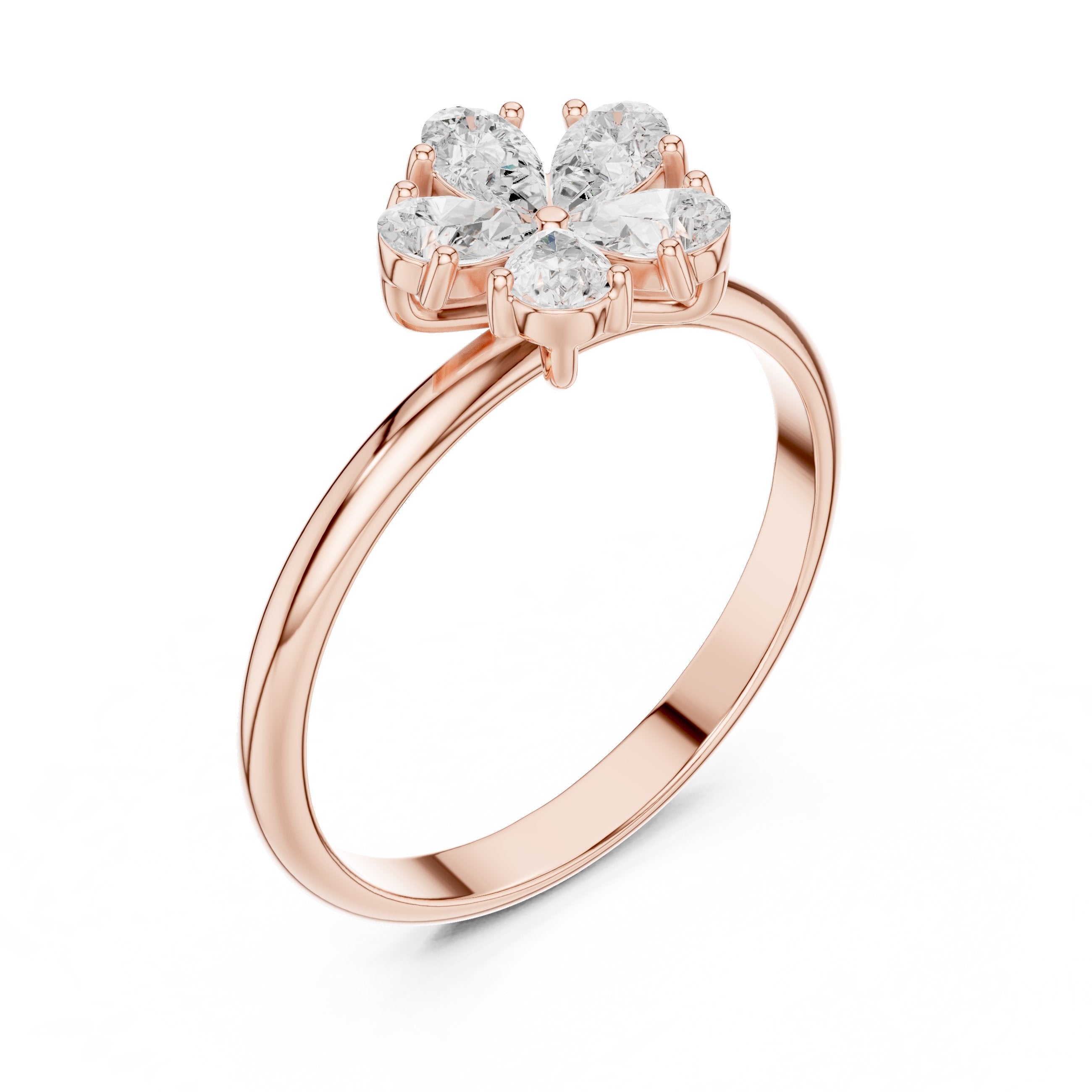 Pear Petal Flower Diamond Ring in Rose Gold - VYKA Diamonds