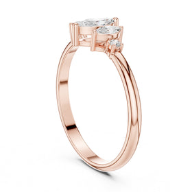 Marquise Trilogy with Round Side Stone Diamond Engagement Ring