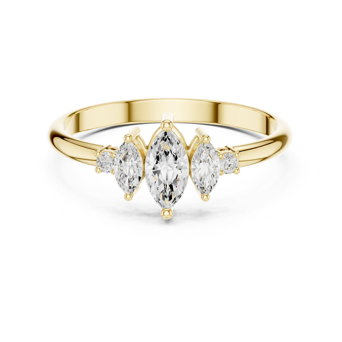 Marquise Trilogy with Round Side Stone Diamond Engagement Ring