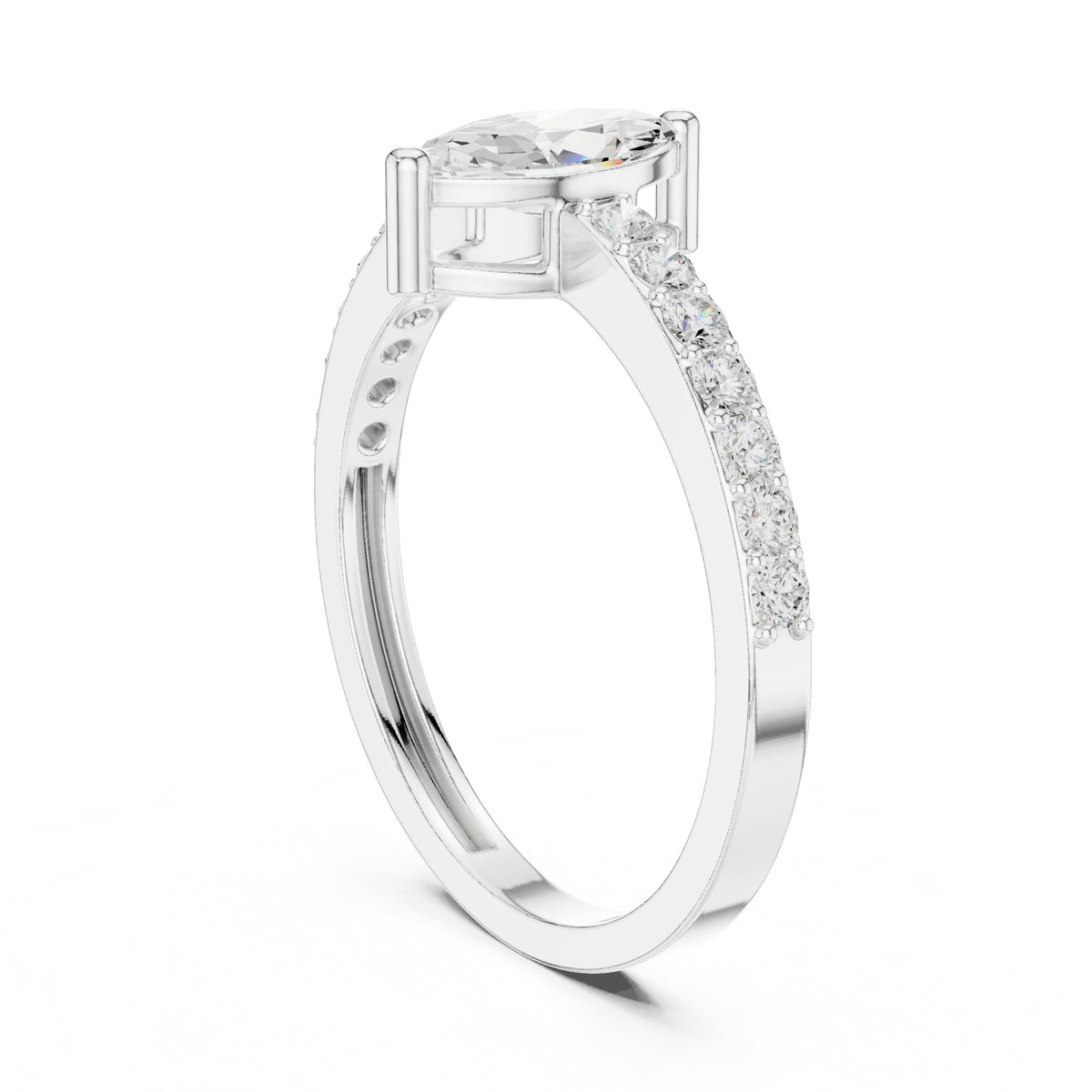 Marquise Cut Diamond Engagement Ring with Pavé Band