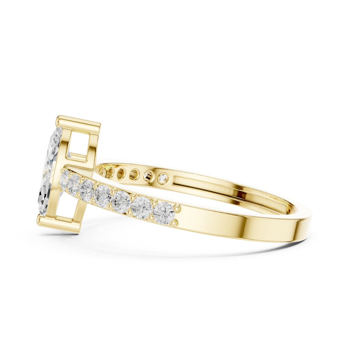 Marquise Cut Diamond Engagement Ring with Pavé Band