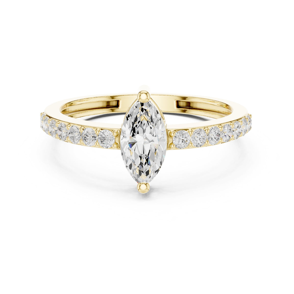 Marquise Cut Diamond Engagement Ring with Pavé Band