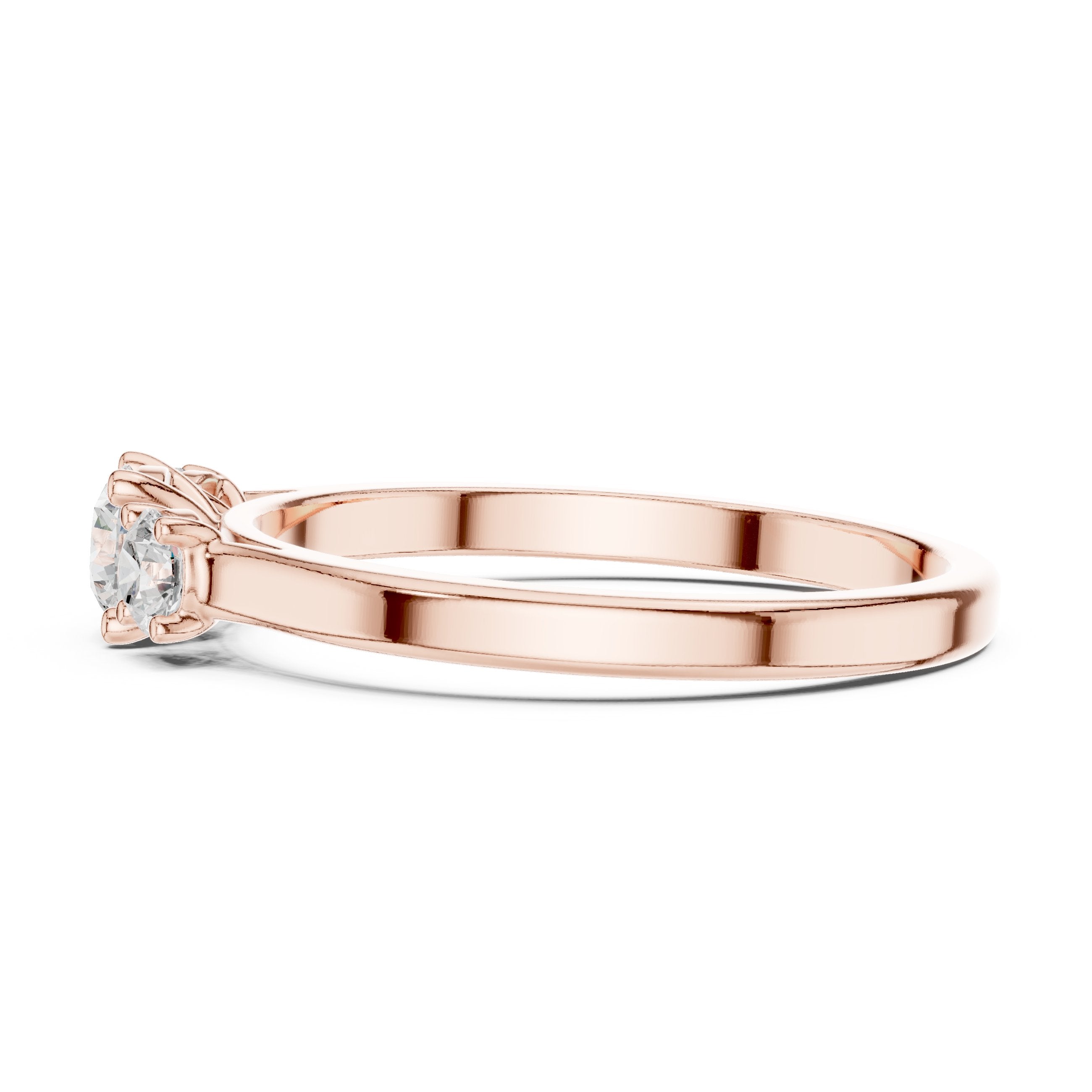 Three Stone Diamond Engagement Ring in Rose Gold - VYKA Diamonds