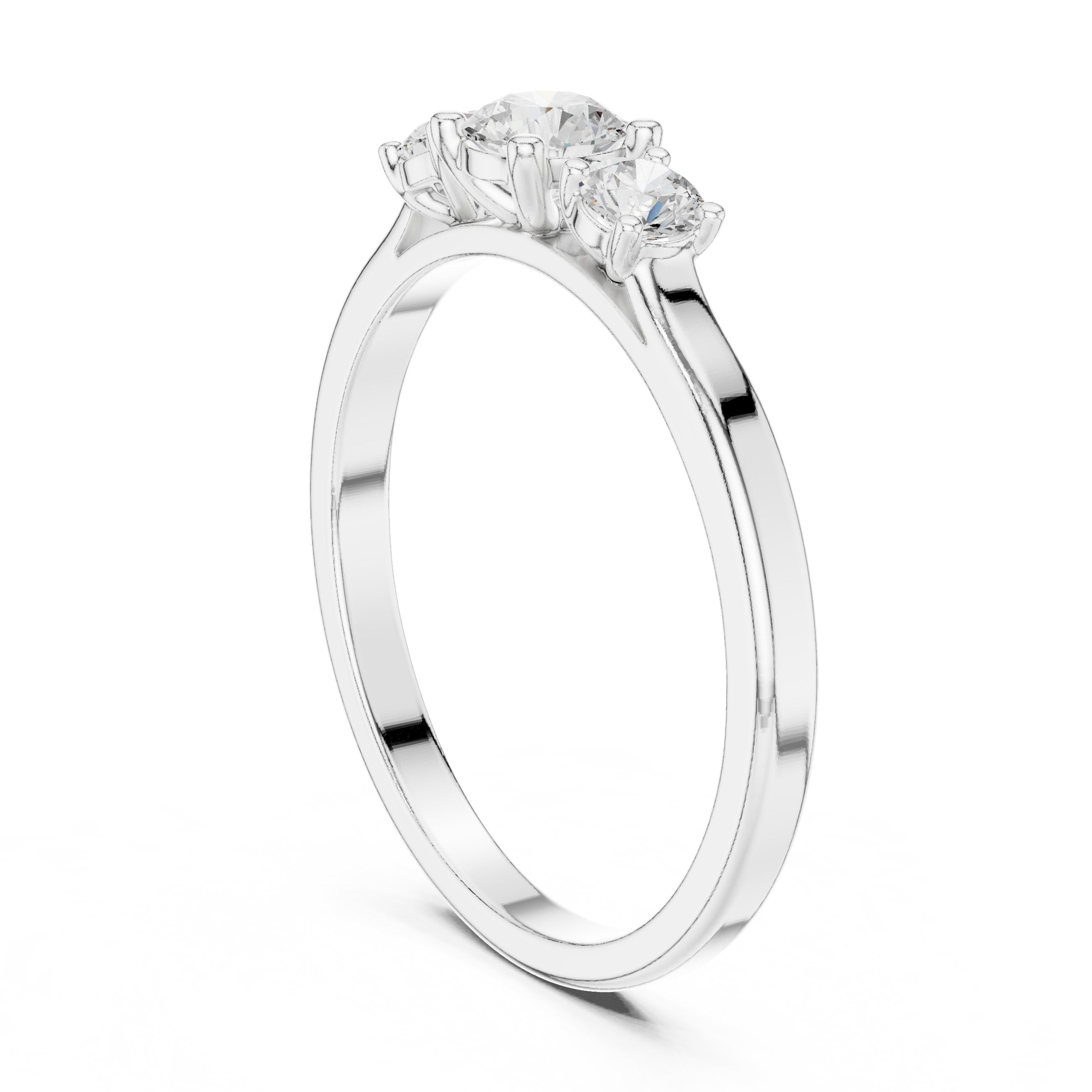 Three Stone Diamond Engagement Ring in White Gold - VYKA Diamonds