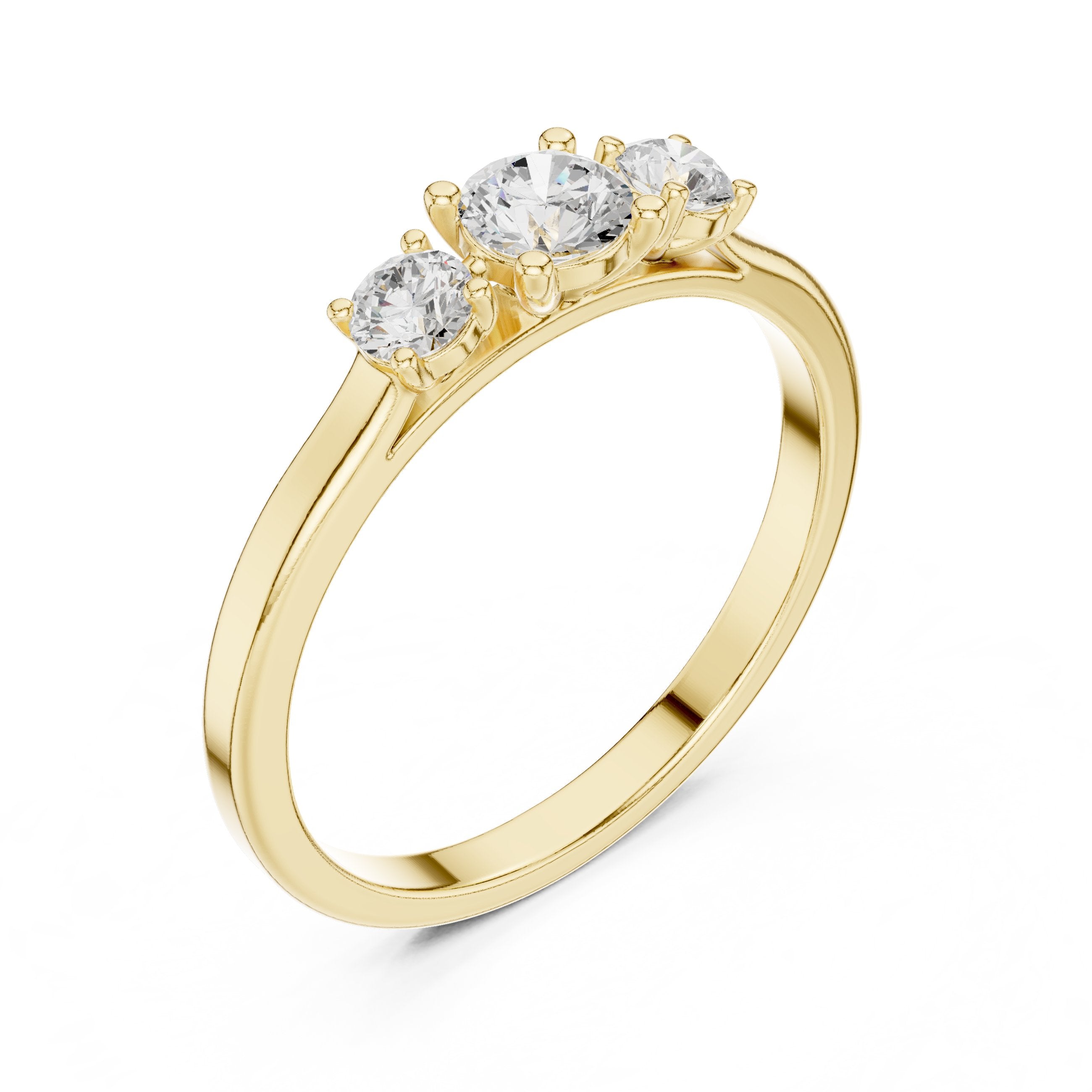 Three Stone Diamond Engagement Ring in Yellow Gold - VYKA Diamonds
