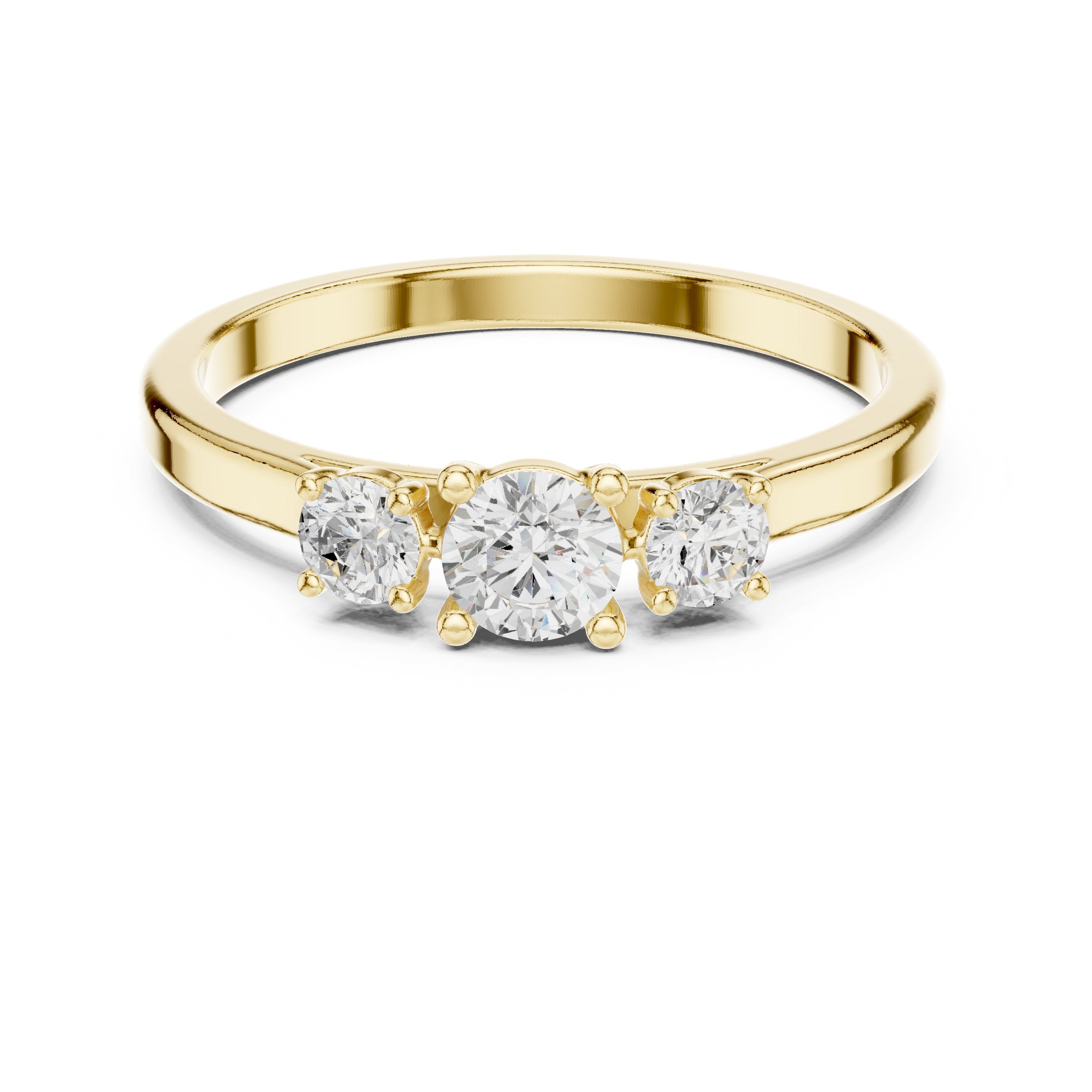 Three Stone Diamond Engagement Ring in Yellow Gold - VYKA Diamonds