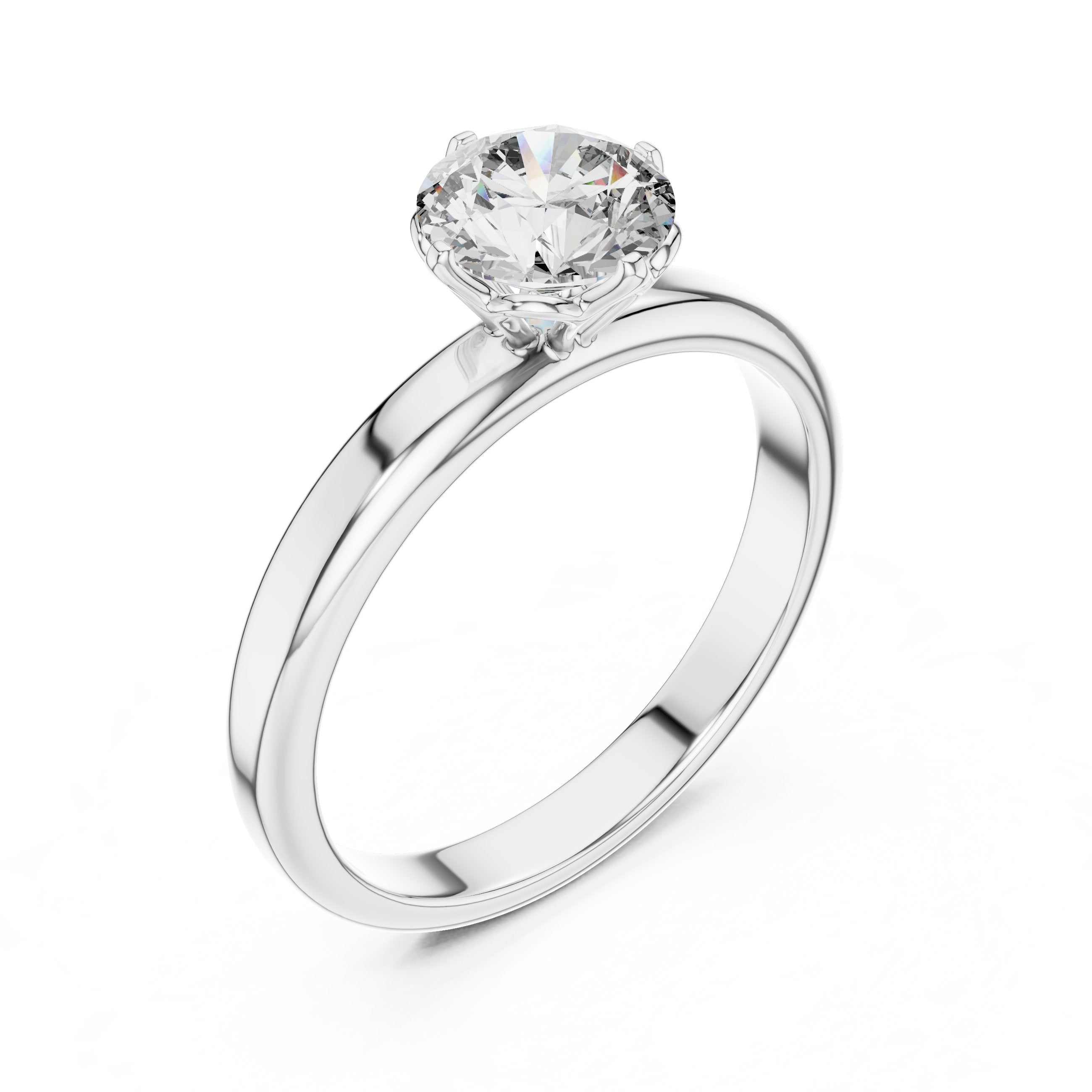 Round Brilliant Classic Solitaire Engagement Ring in White Gold - VYKA Diamonds