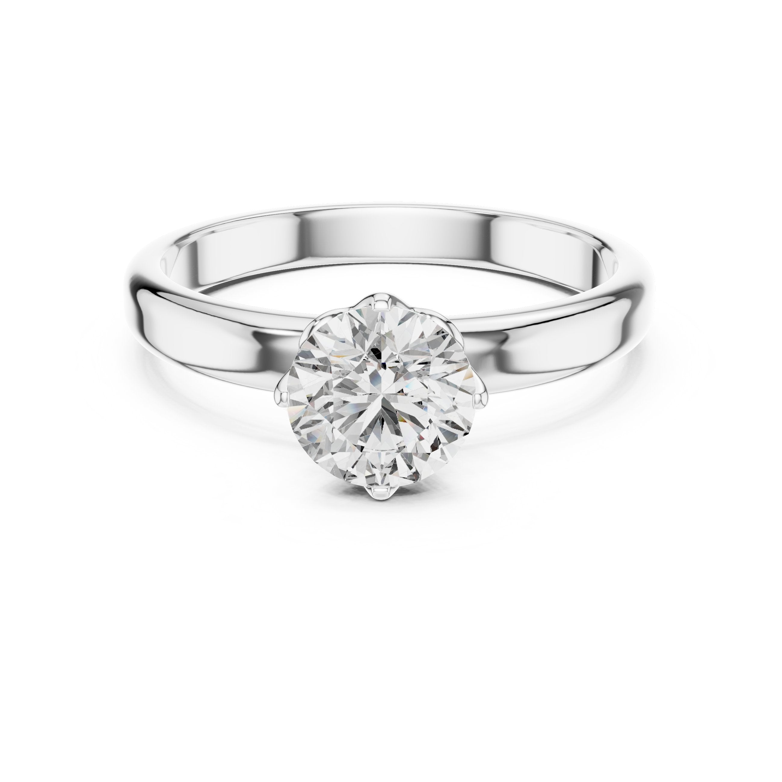 Round Brilliant Classic Solitaire Engagement Ring in White Gold - VYKA Diamonds
