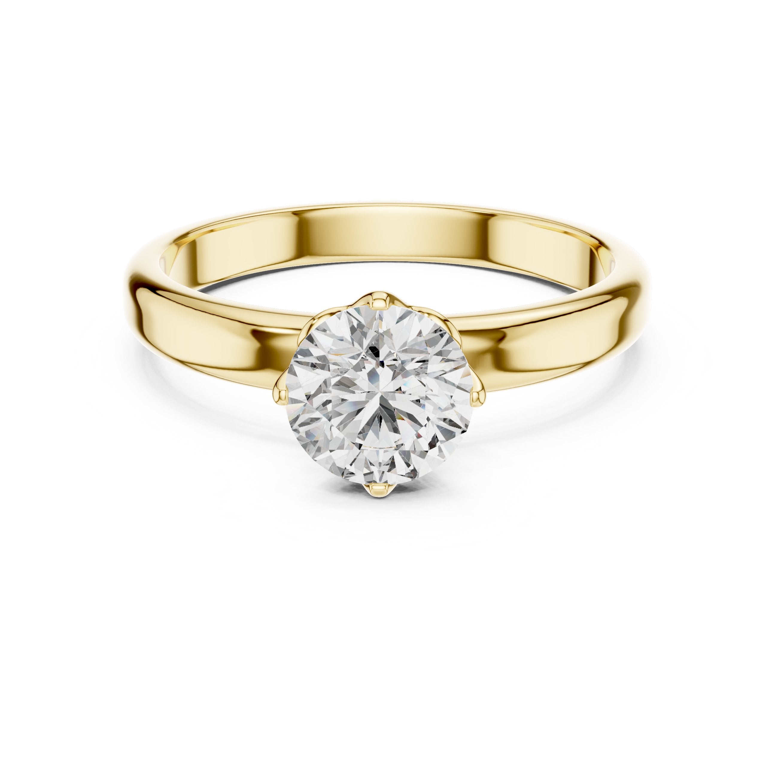 Round Brilliant Classic Solitaire Engagement Ring in Yellow Gold - VYKA Diamonds