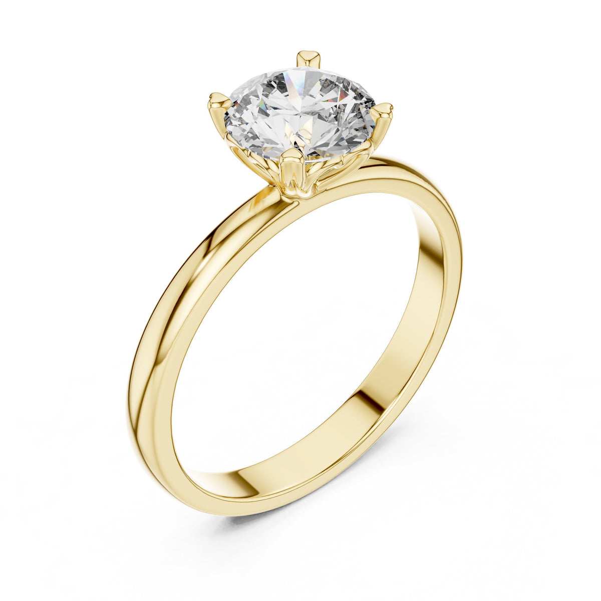 Round Diamond Solitaire Engagement Ring with Beveled Edge Band