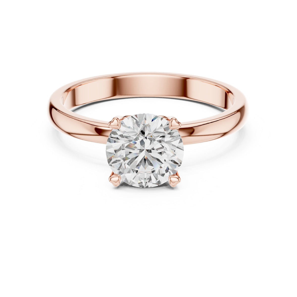 Round Diamond Solitaire Engagement Ring with Beveled Edge Band