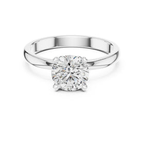 Round Diamond Solitaire Engagement Ring with Beveled Edge Band