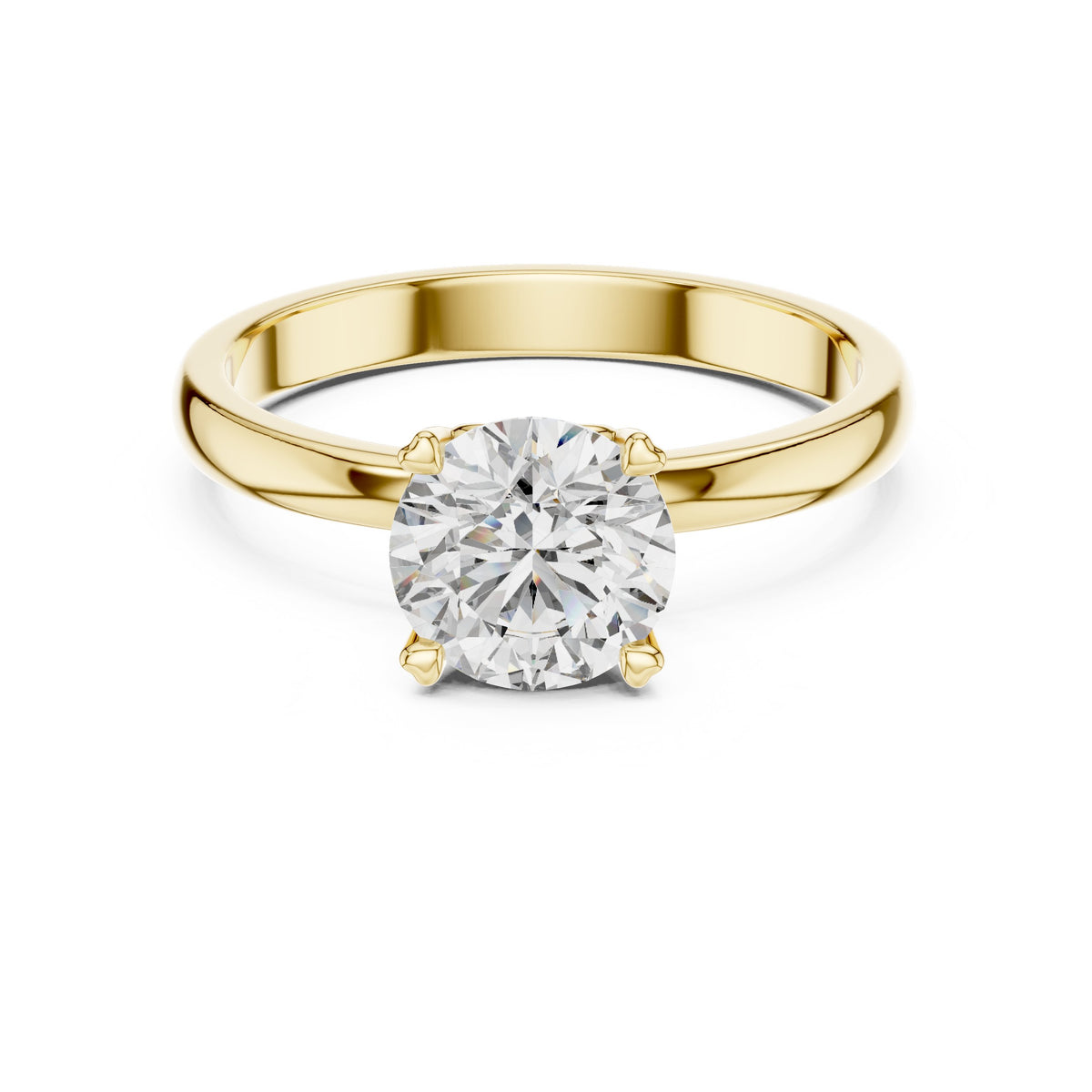 Round Diamond Solitaire Engagement Ring with Beveled Edge Band