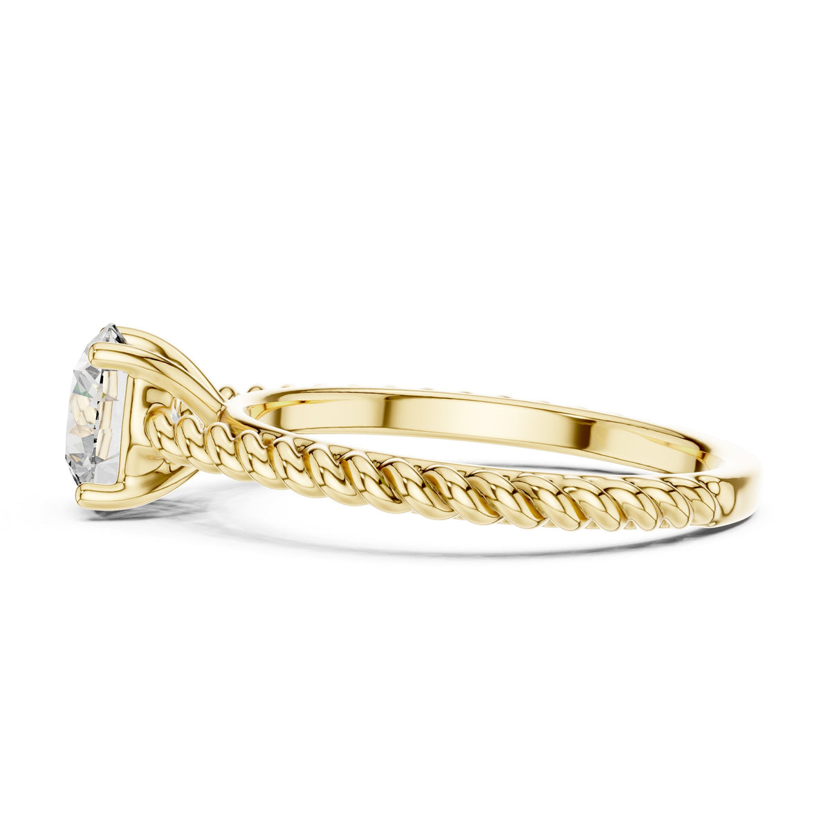 Round Diamond Solitaire Engagement Ring with Twisted Rope Band