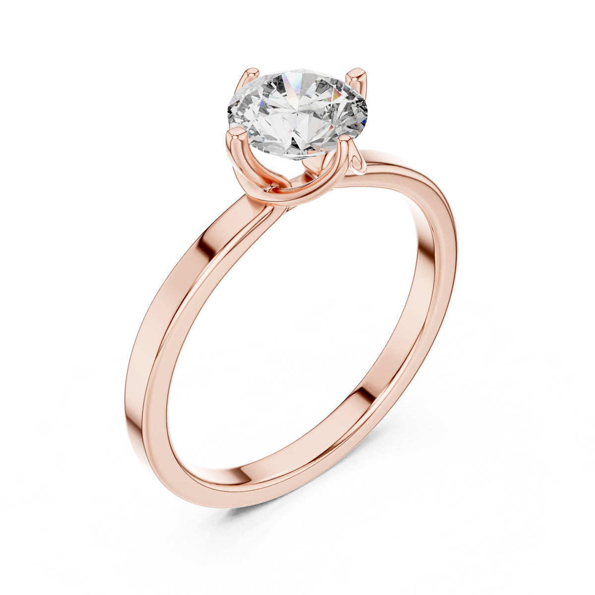 Round Diamond Compass Set Solitaire Engagement Ring
