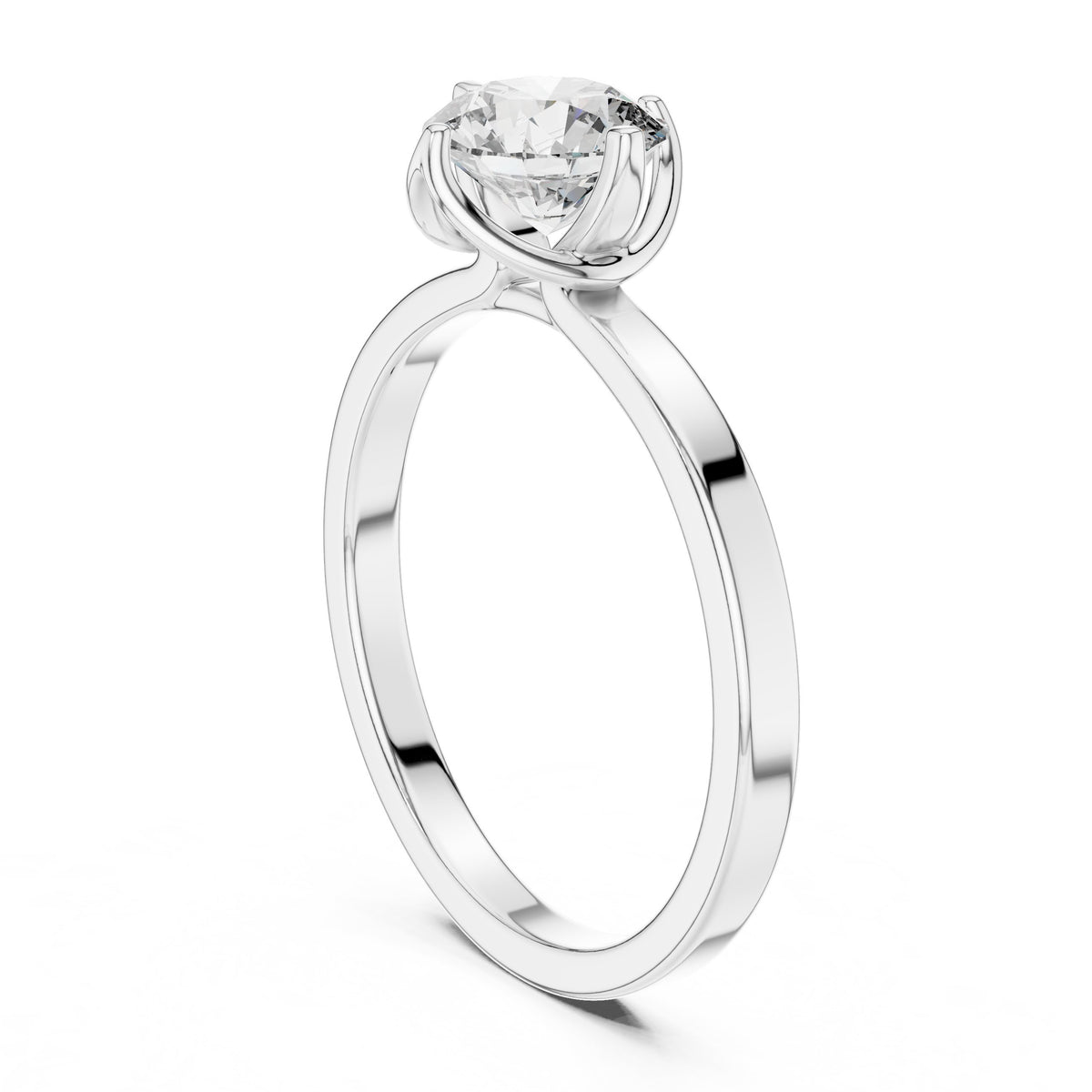 Round Diamond Compass Set Solitaire Engagement Ring