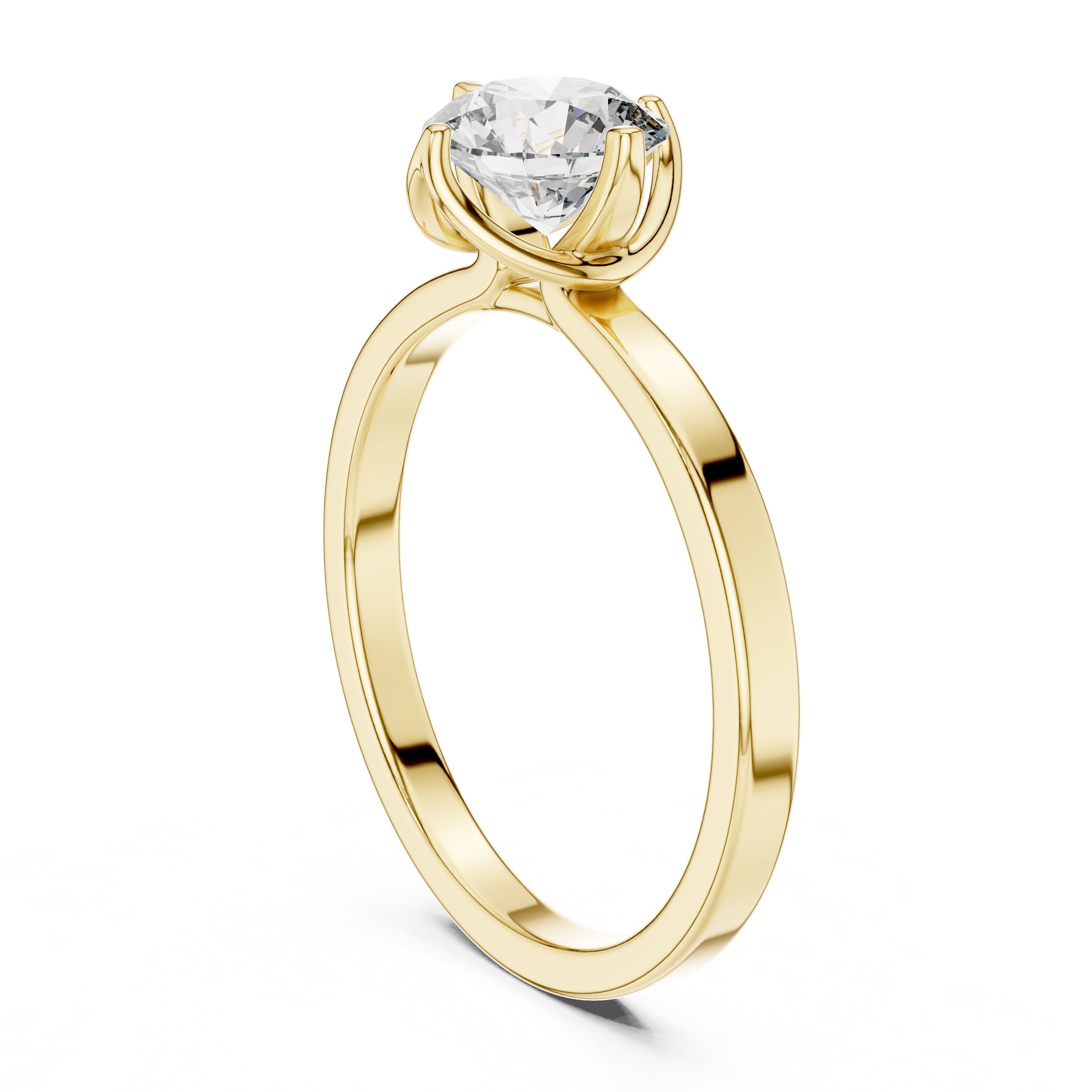 Round Diamond Compass Set Solitaire Engagement Ring in Yellow Gold - VYKA Diamonds