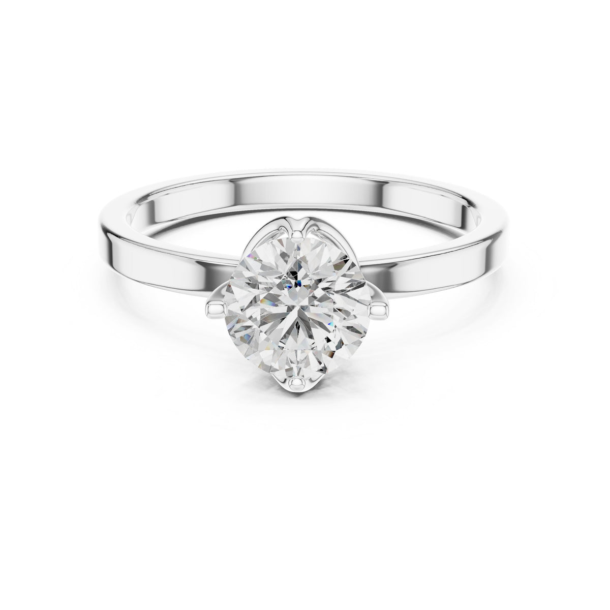 Round Diamond Compass Set Solitaire Engagement Ring
