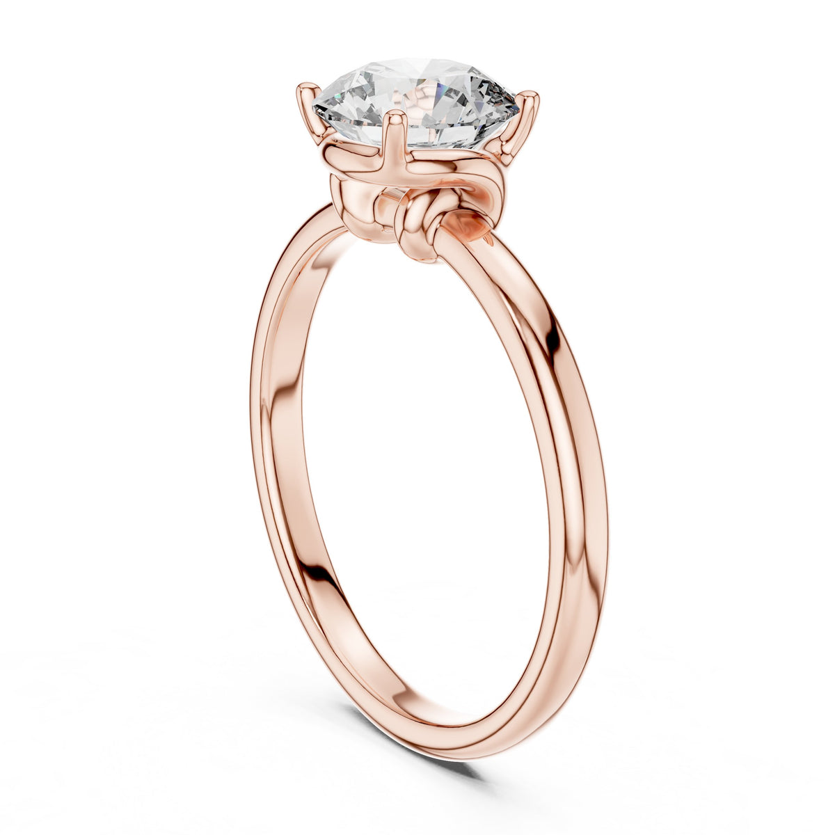 Round Diamond Cathedral Solitaire Engagement Ring