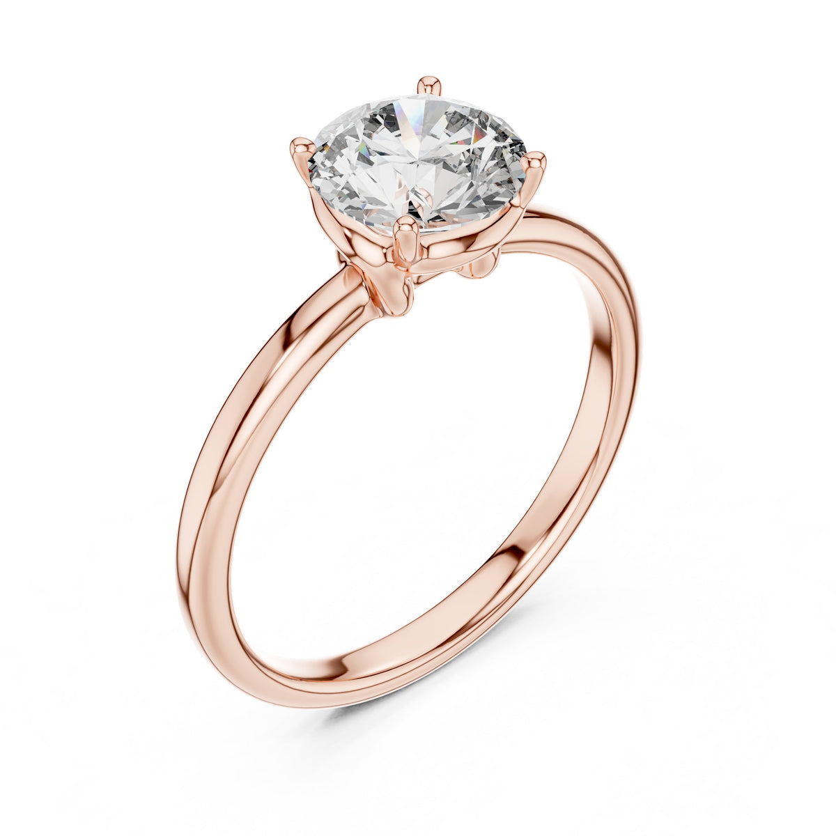 Round Diamond Cathedral Solitaire Engagement Ring