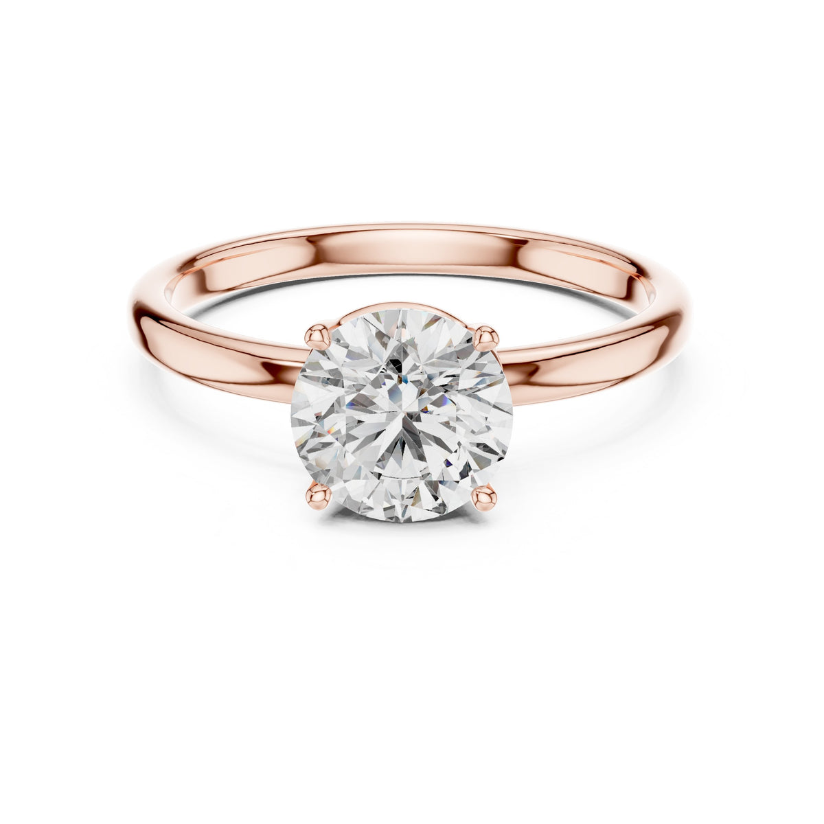 Round Diamond Cathedral Solitaire Engagement Ring