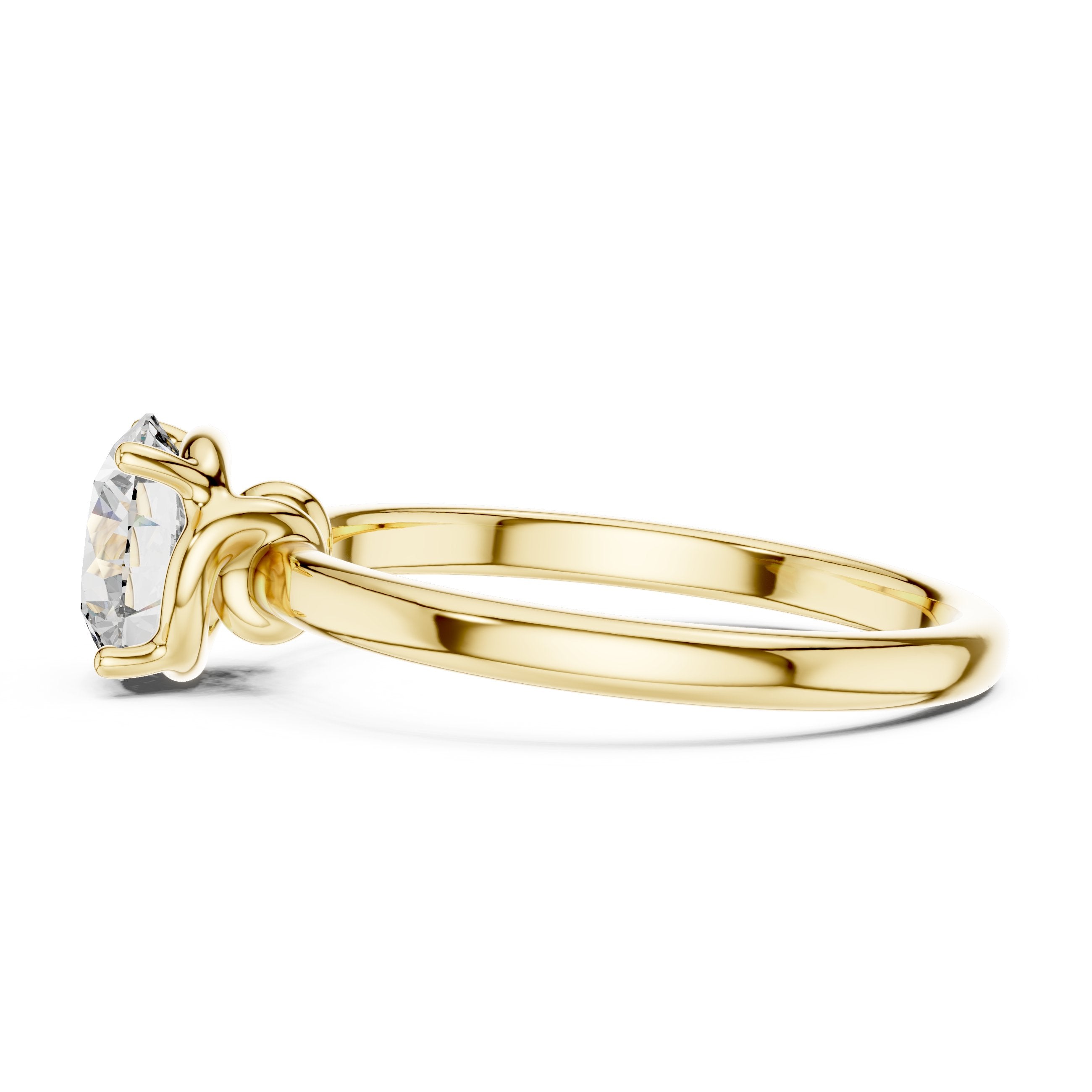Round Diamond Cathedral Solitaire Engagement Ring in Yellow Gold - VYKA Diamonds