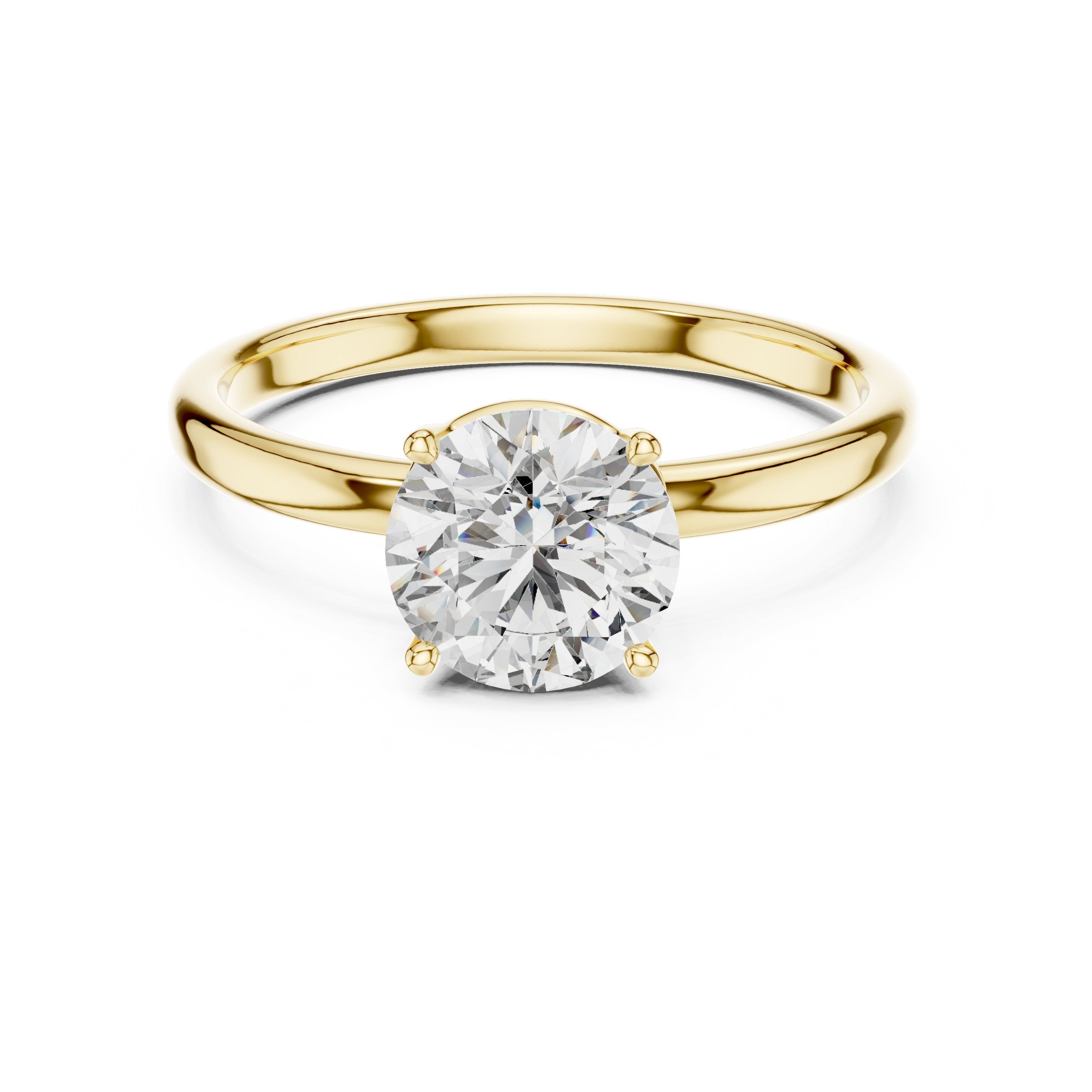 Round Diamond Cathedral Solitaire Engagement Ring in Yellow Gold - VYKA Diamonds