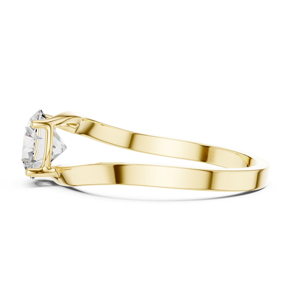 Round Diamond Angular Bypass Solitaire Engagement Ring