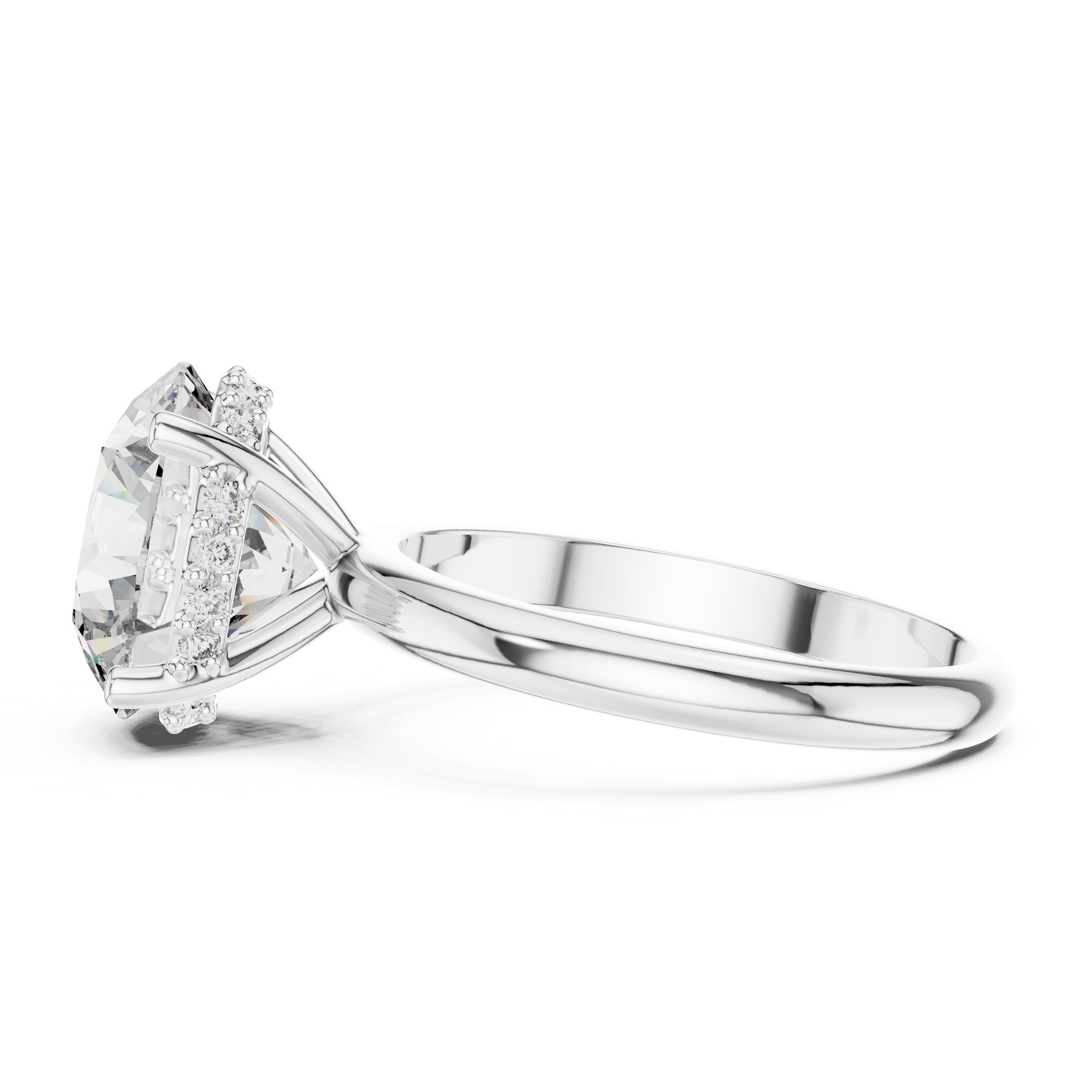 خاتم خطوبة سوليتير بألماسة مستديرة سداسي الكباسات in White Gold - VYKA Diamonds