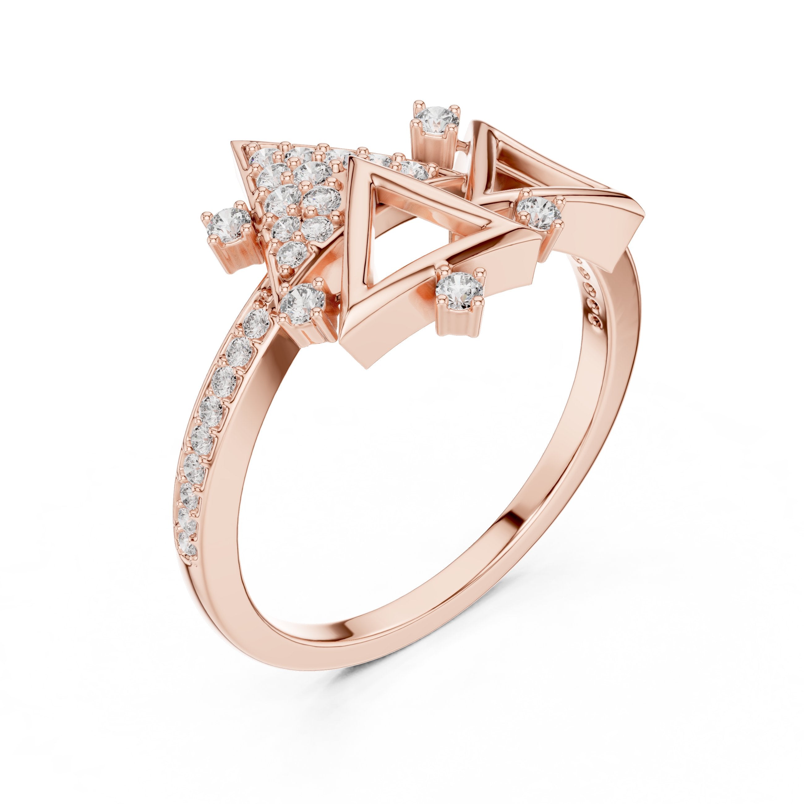Triangle Geometric Diamond Ring in Rose Gold - VYKA Diamonds