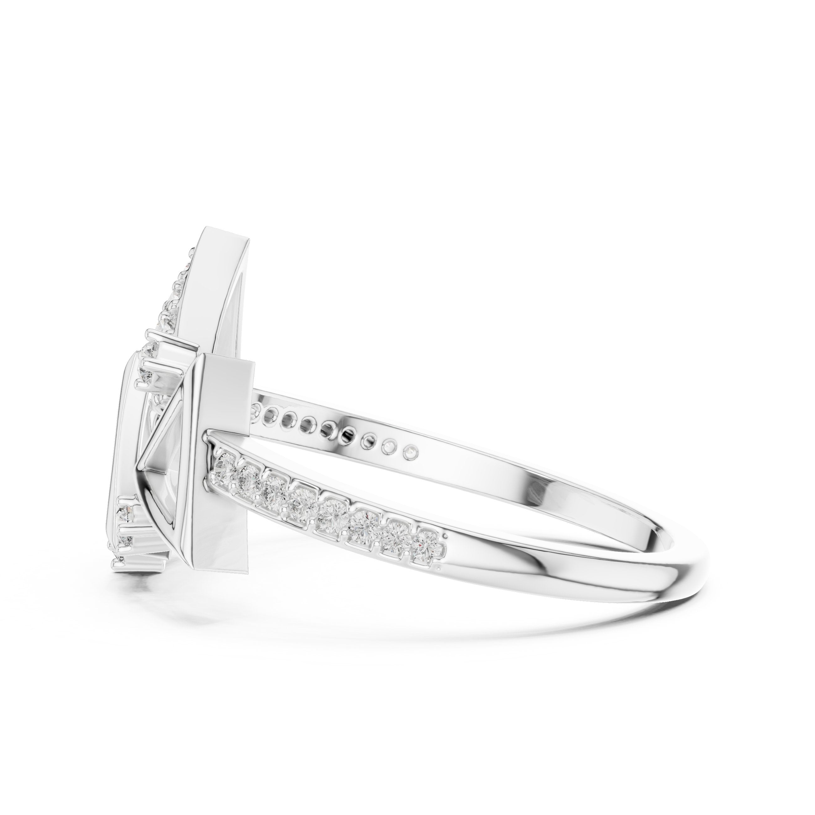 Triangle Geometric Diamond Ring in White Gold - VYKA Diamonds