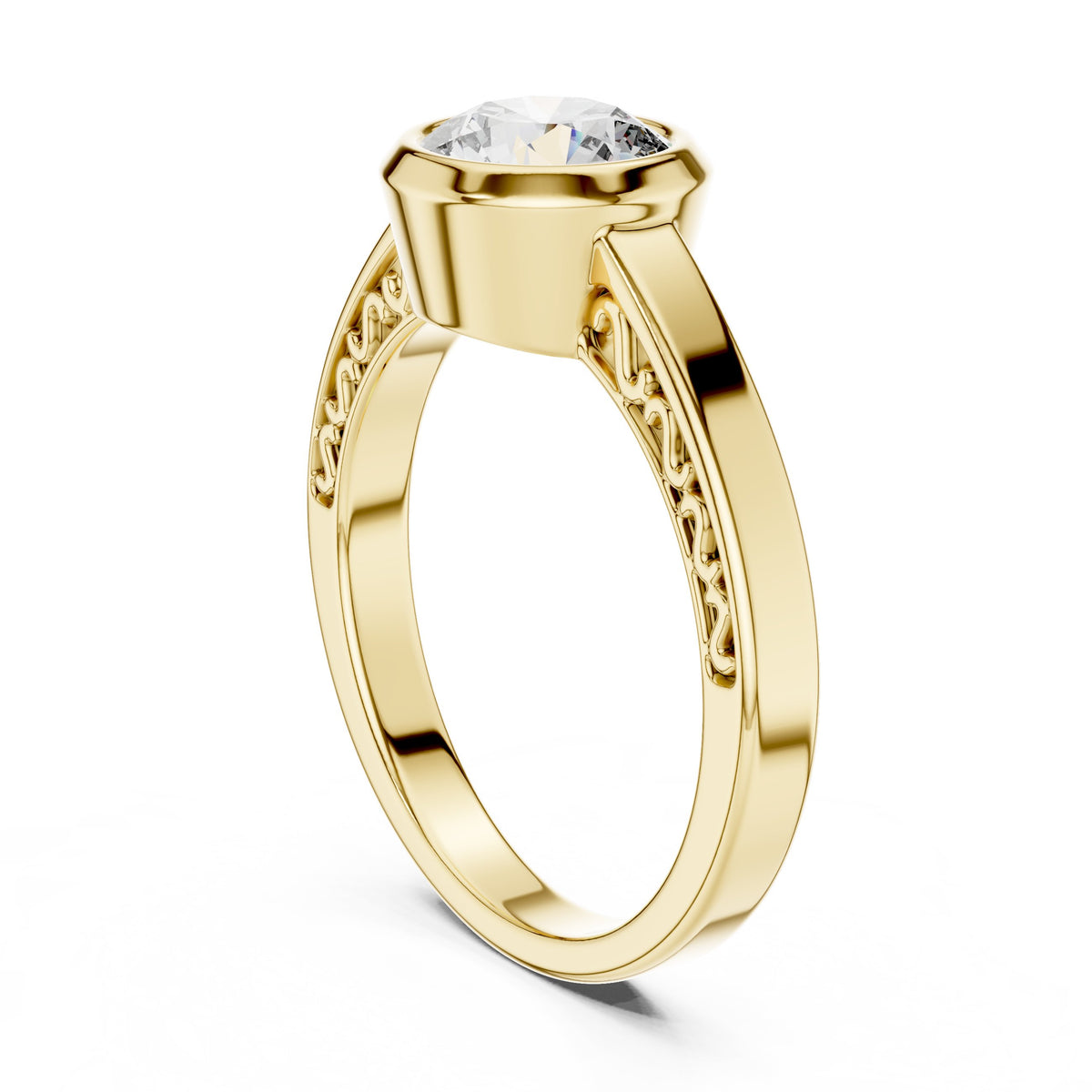 Round Diamond Bezel Set Solitaire Engagement Ring