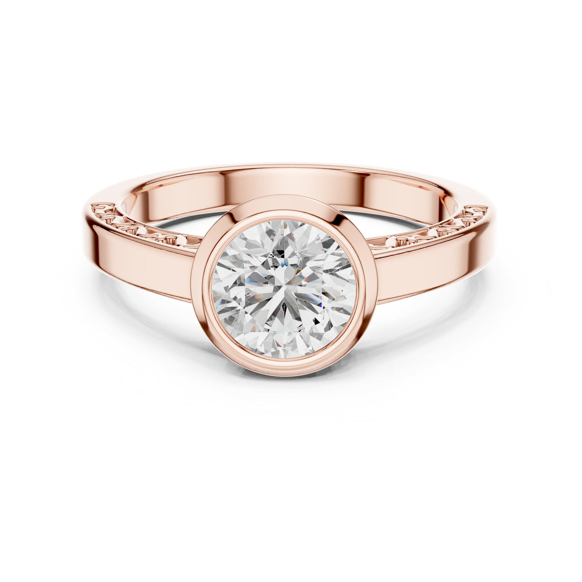 Round Diamond Bezel Set Solitaire Engagement Ring