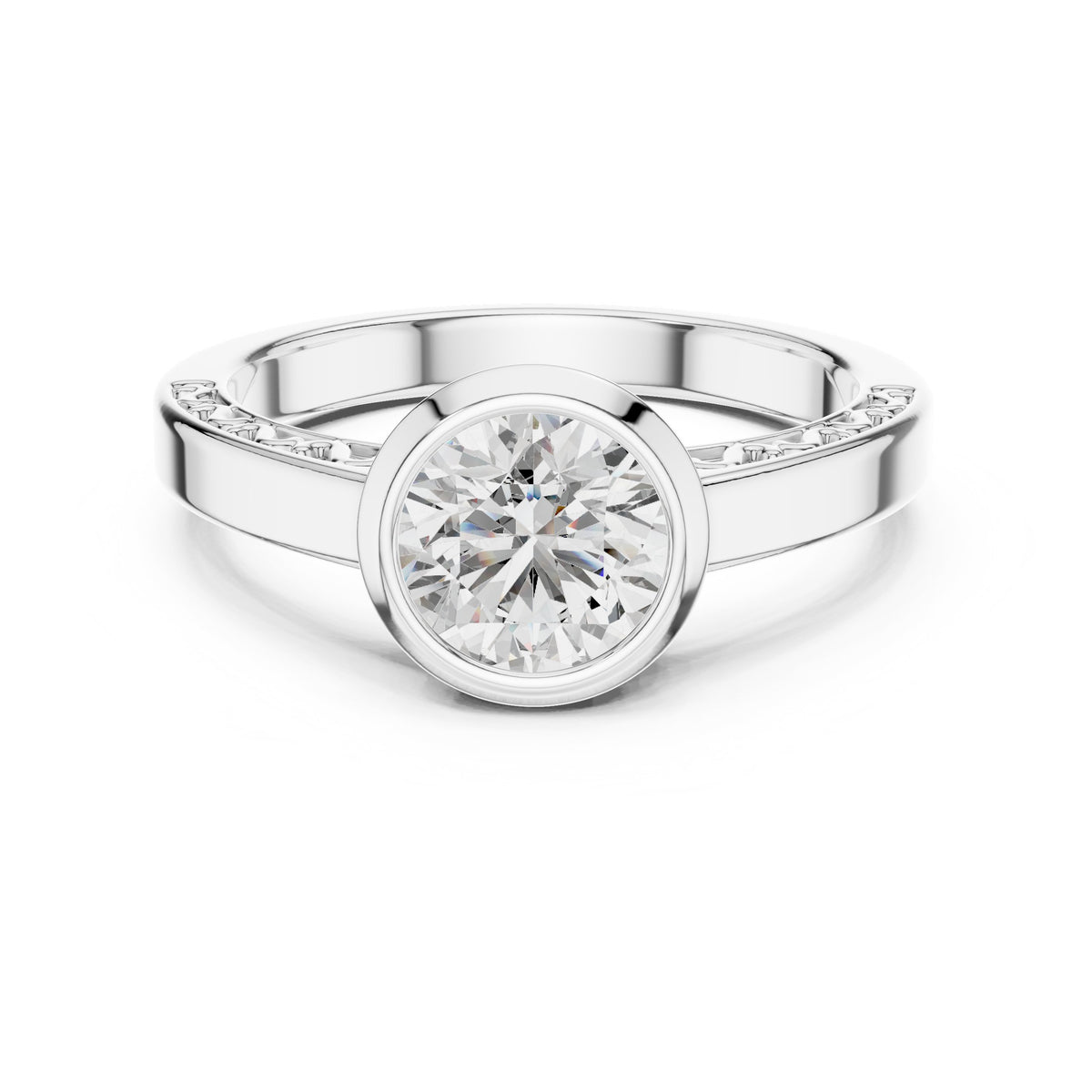 Round Diamond Bezel Set Solitaire Engagement Ring
