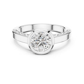 Round Diamond Bezel Set Solitaire Engagement Ring