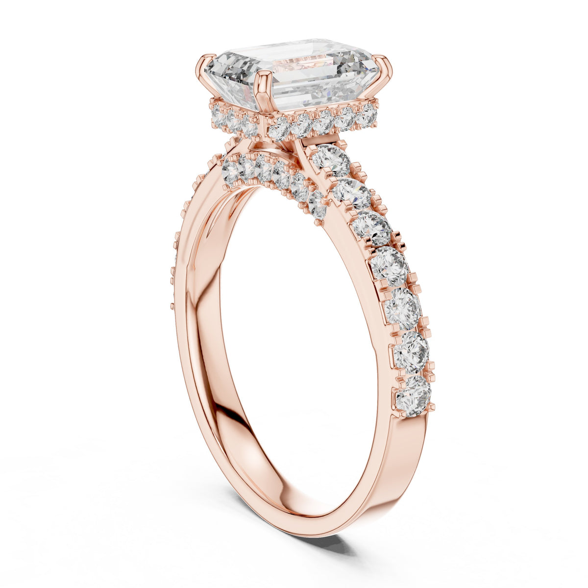 Emerald Cut Engagement Ring with Pavé Band