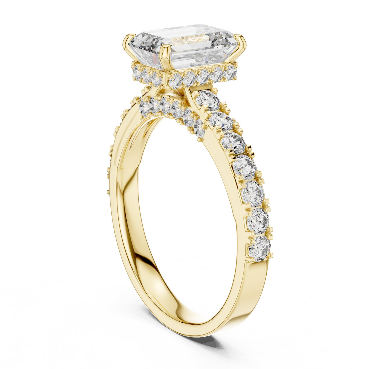 Emerald Cut Engagement Ring with Pavé Band
