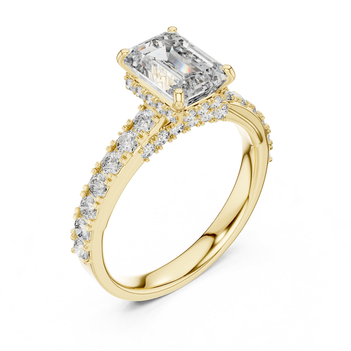 Emerald Cut Engagement Ring with Pavé Band