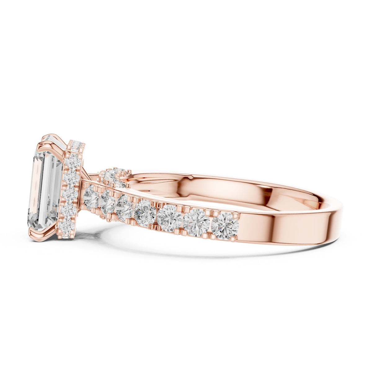 Emerald Cut Engagement Ring with Pavé Band