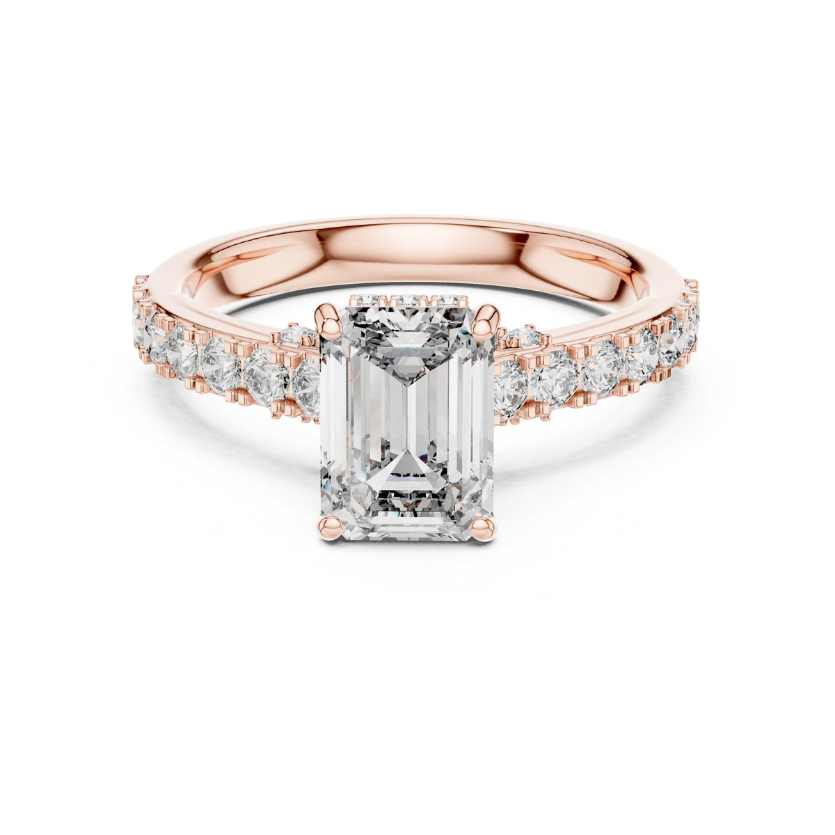 Emerald Cut Engagement Ring with Pavé Band
