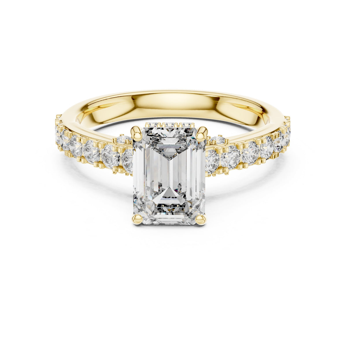 Emerald Cut Engagement Ring with Pavé Band