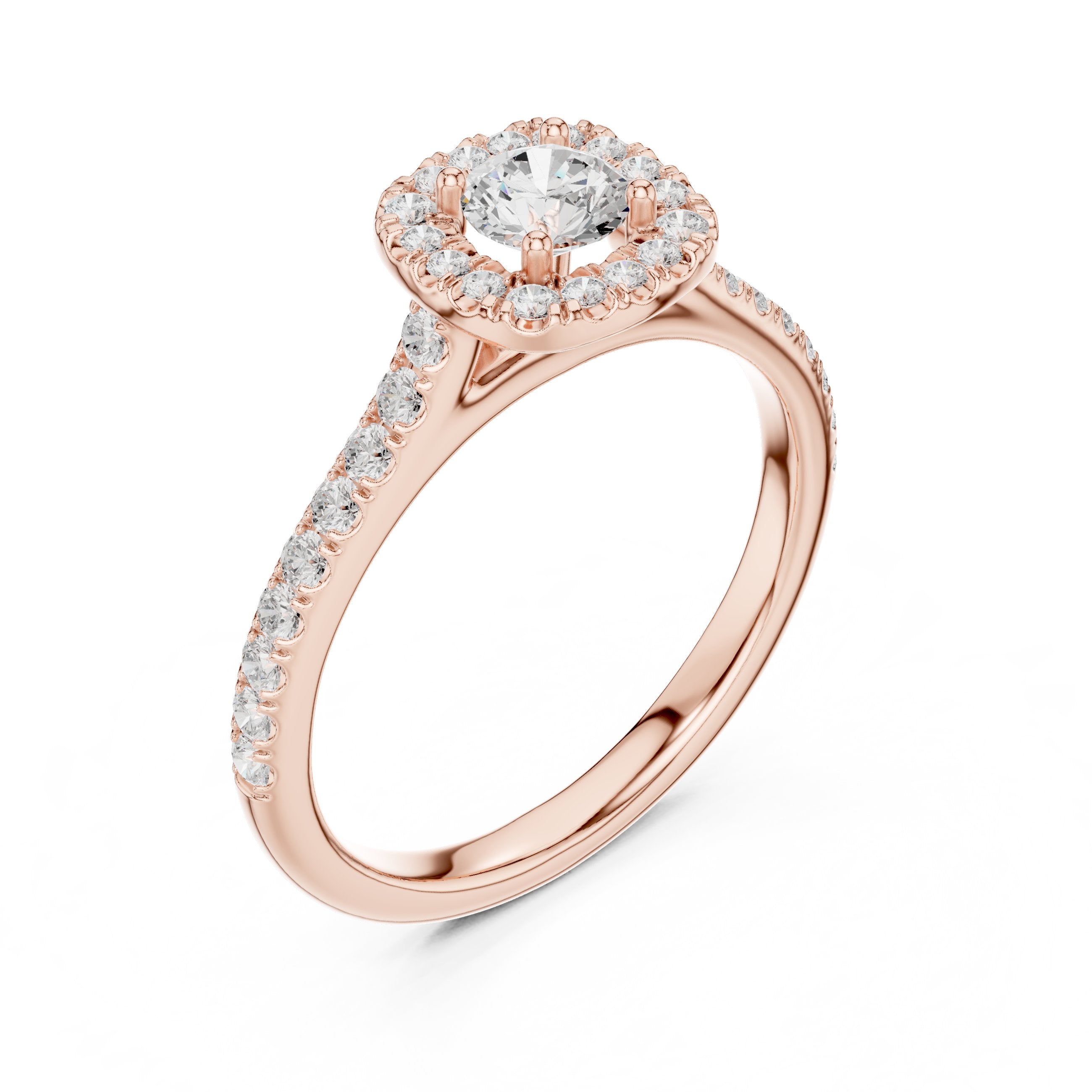 Round Diamond Hidden Halo Engagement Ring in Rose Gold - VYKA Diamonds