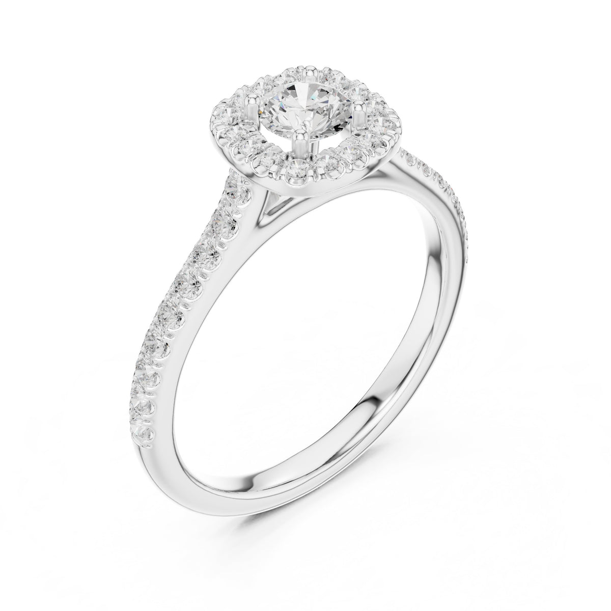 Round Diamond Hidden Halo Engagement Ring