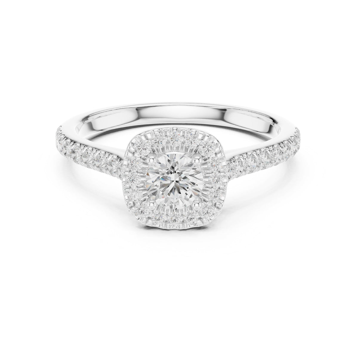 Round Diamond Hidden Halo Engagement Ring