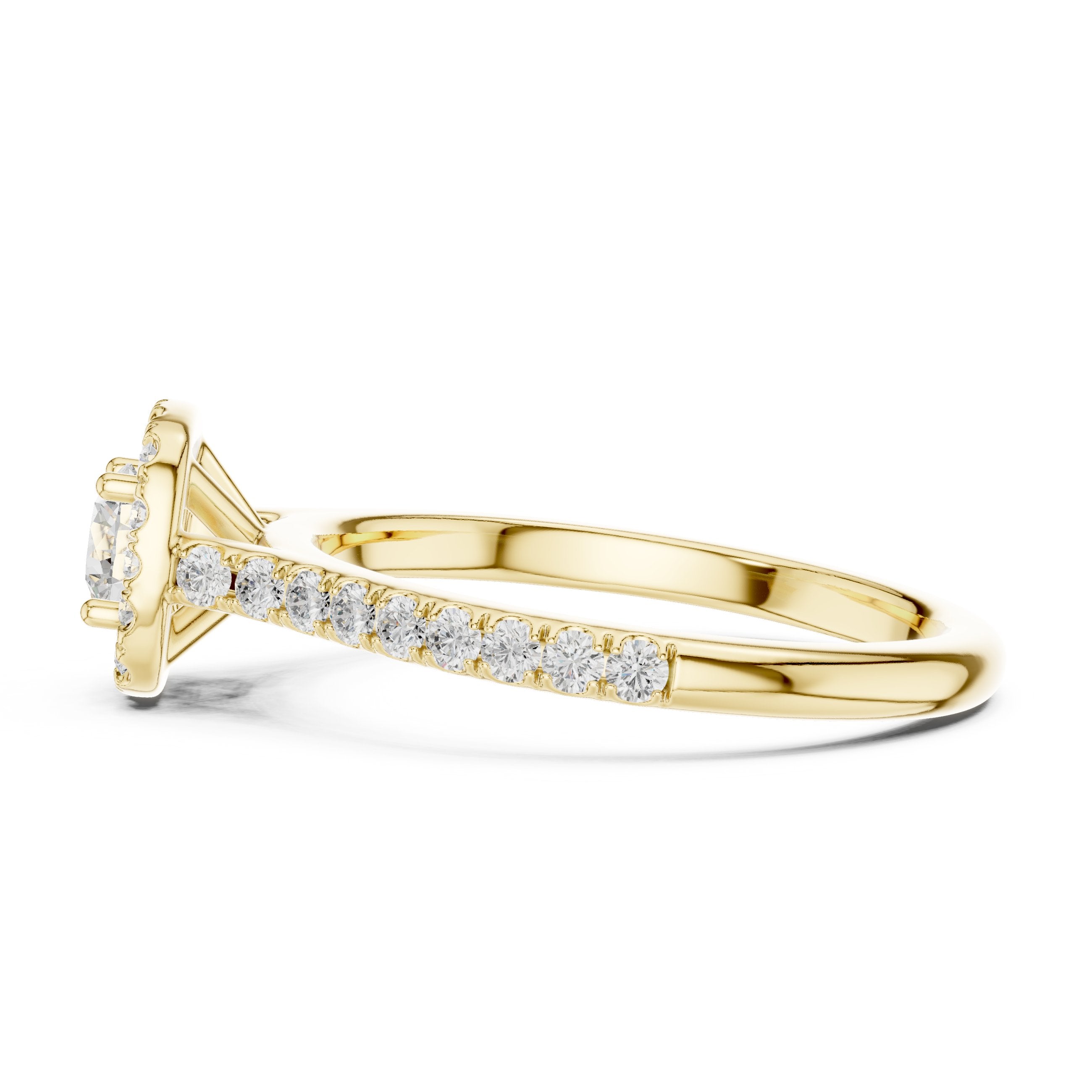 Round Diamond Hidden Halo Engagement Ring in Yellow Gold - VYKA Diamonds